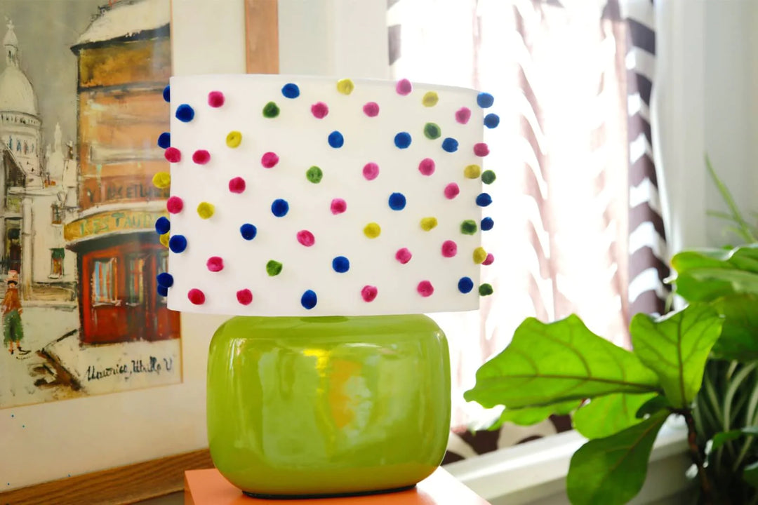 How to Glue Pom Poms to Fabric: Colorful DIY Lamp
