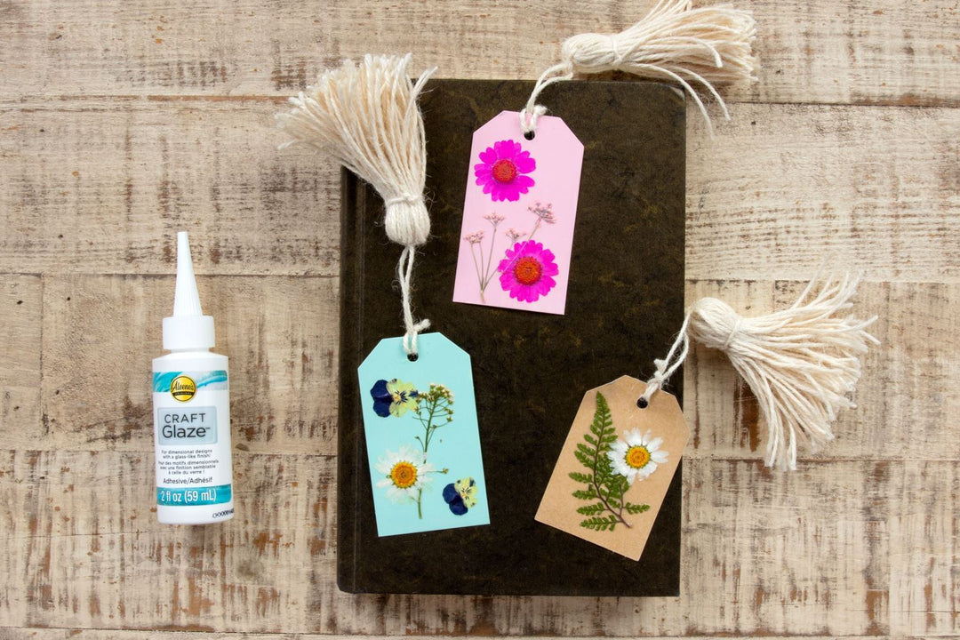 Make Pressed Flower Bookmarks with Aleene's Craft Glaze