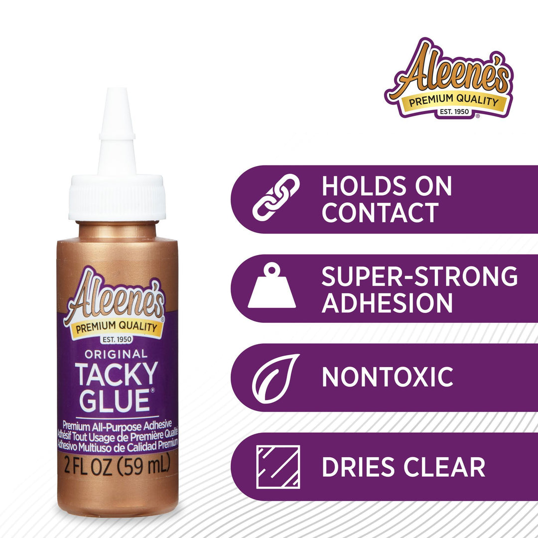 Picture of 15600 Aleenes Original Tacky Glue 2 fl. oz. with list of 4 features of glue