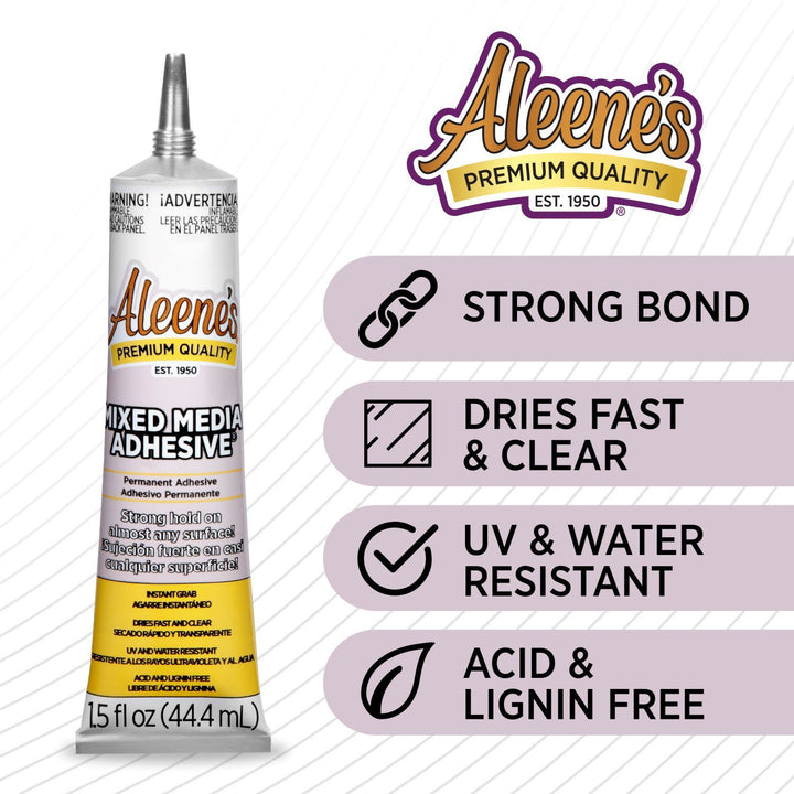 40673 Aleene's Mixed Media Adhesive 1.5 fl. oz. features list