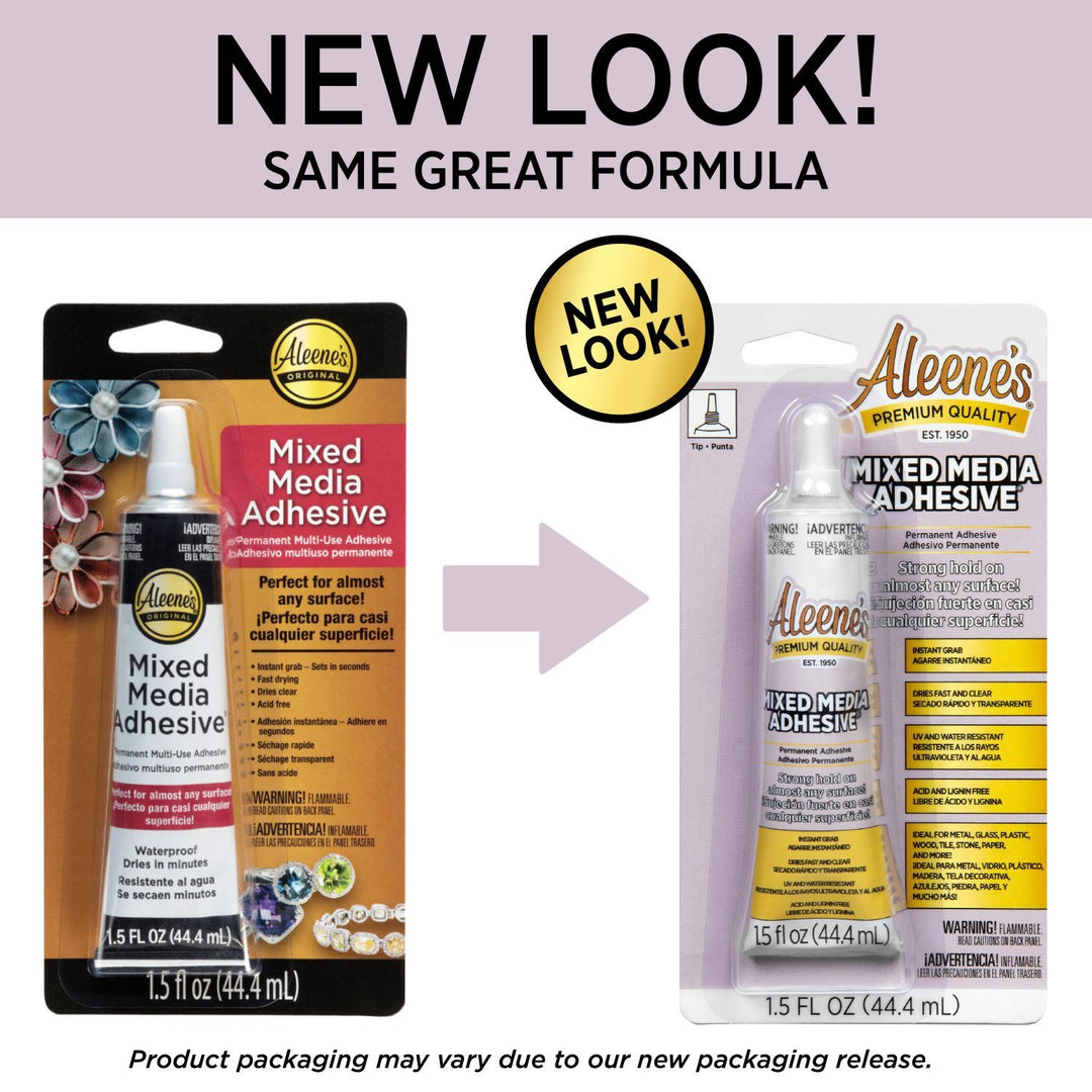 40673 Aleene's Mixed Media Adhesive 1.5 fl. oz. old package & new package comparison